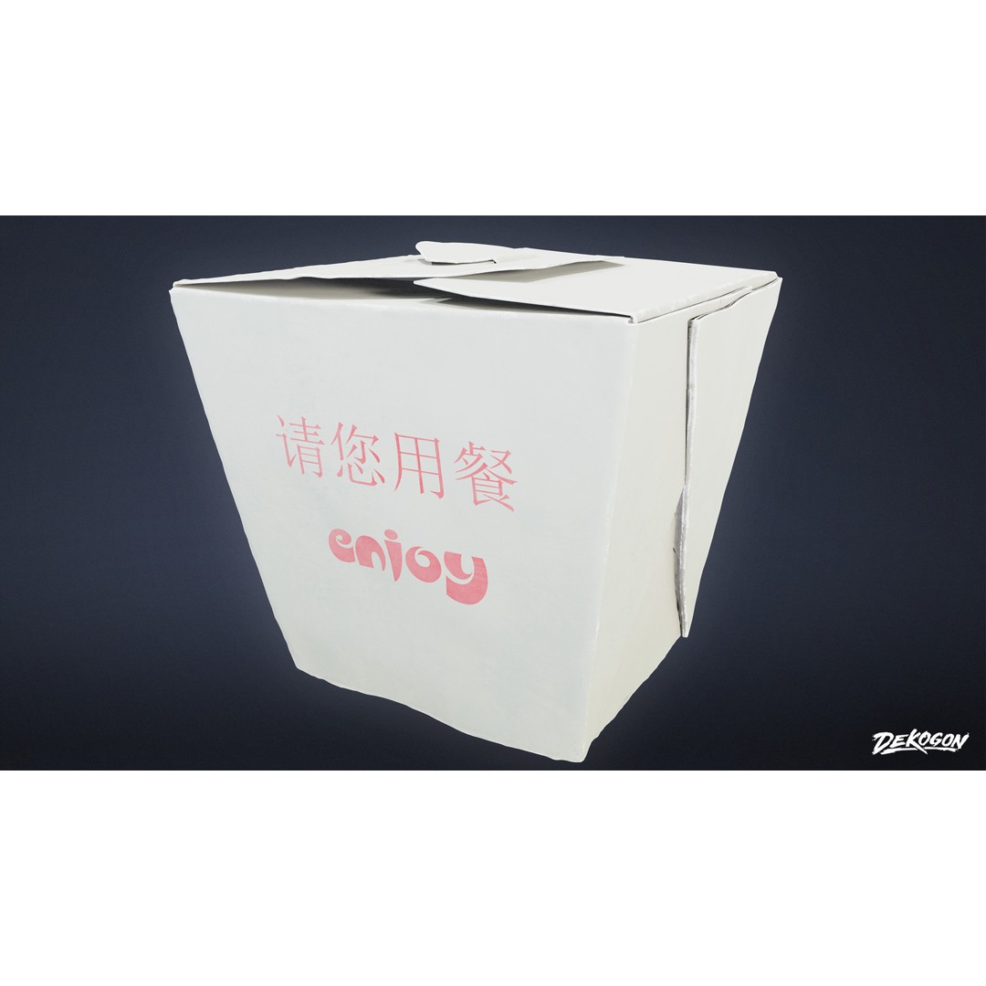 Takeout Food 3D Model – Low Poly Restaurant Asset, FBX - View 7