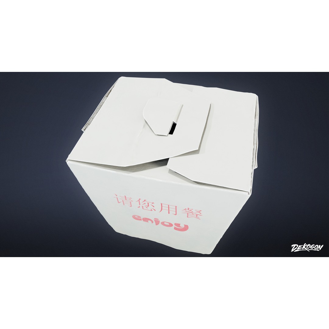Takeout Food 3D Model – Low Poly Restaurant Asset, FBX - View 8
