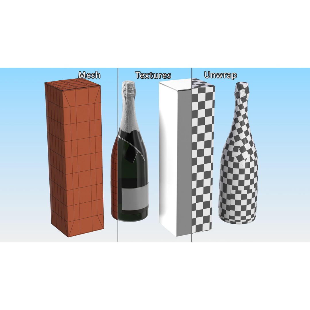 Champagne 3D Model – Elegant Gift Box, PBR Textures, FBX - View 15