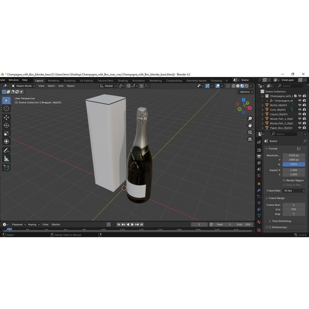 Champagne 3D Model – Elegant Gift Box, PBR Textures, FBX - View 20