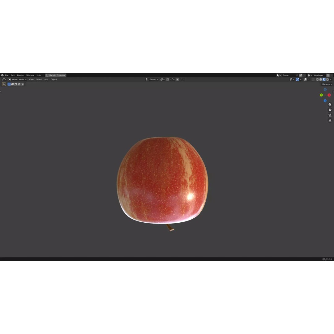 Apple 3D Model – Low Poly PBR Fruit Asset, FBX, OBJ - View 11