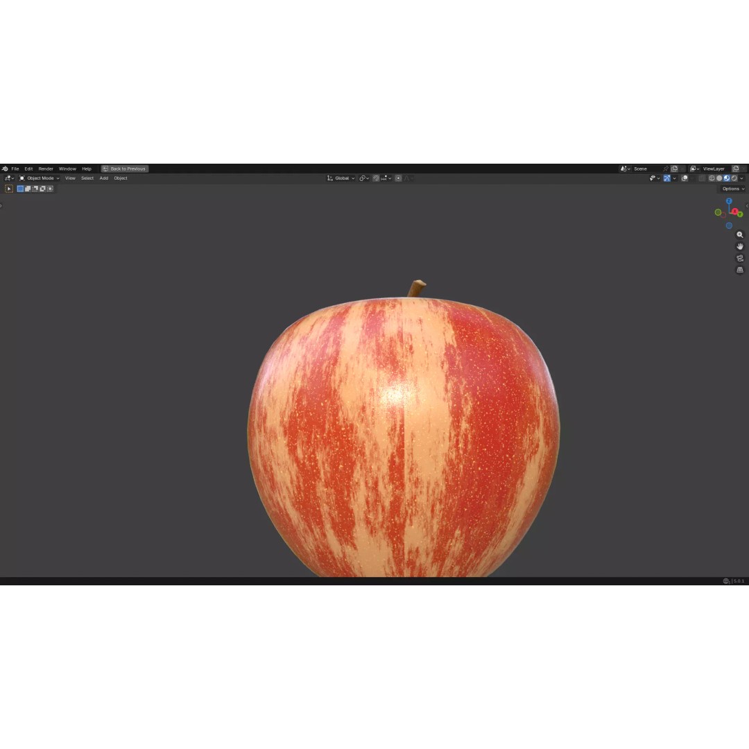 Apple 3D Model – Low Poly PBR Fruit Asset, FBX, OBJ - View 12