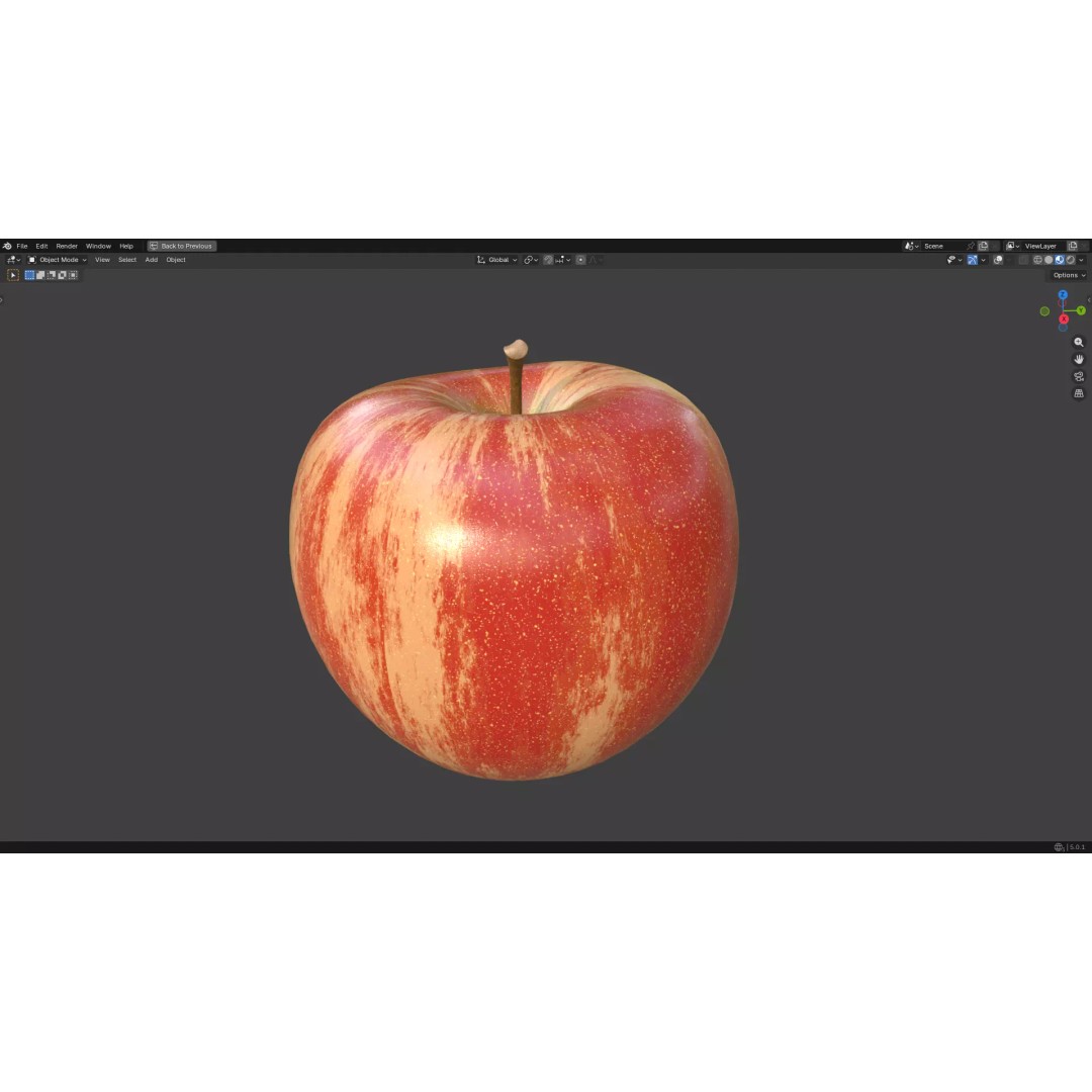 Apple 3D Model – Low Poly PBR Fruit Asset, FBX, OBJ - View 13