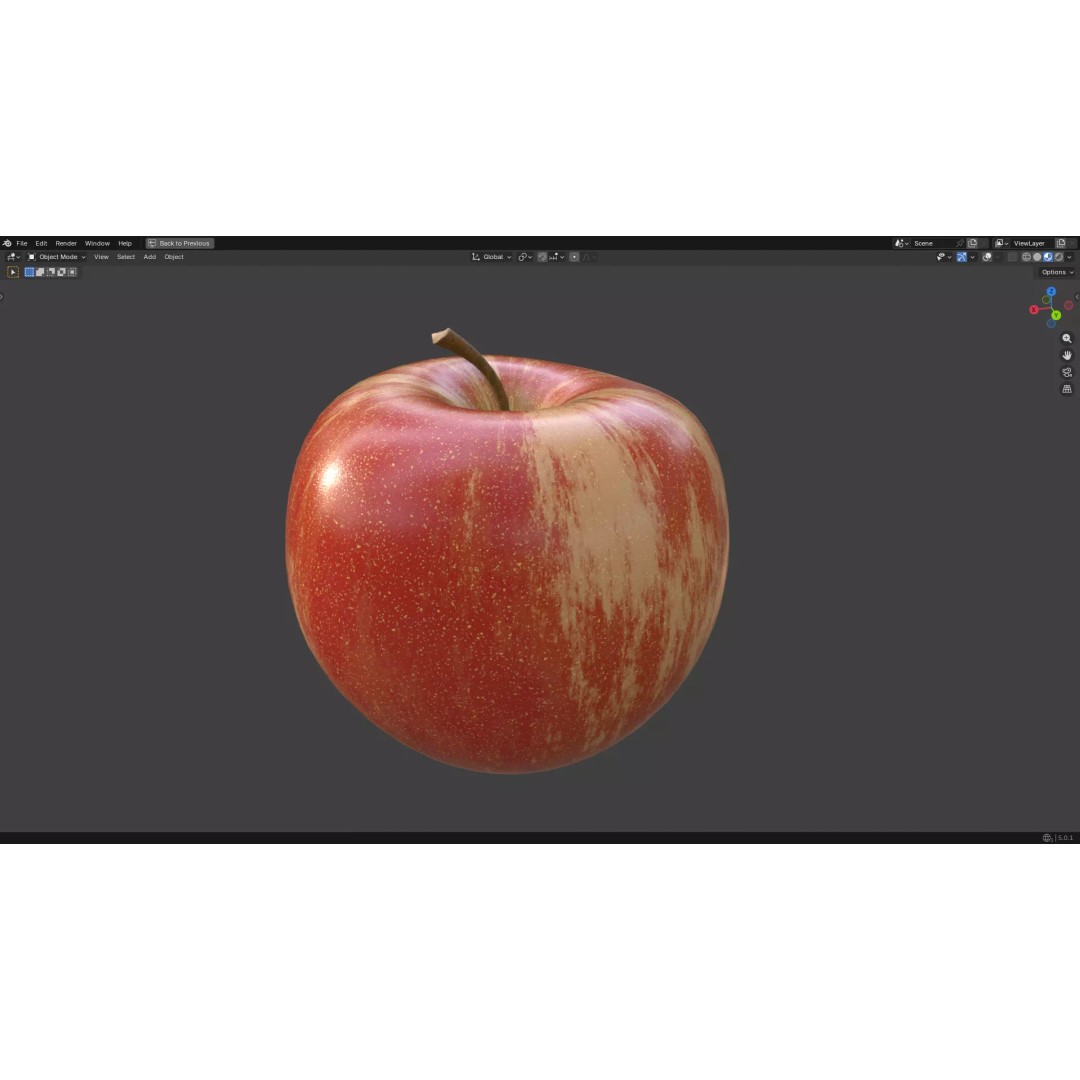 Apple 3D Model – Low Poly PBR Fruit Asset, FBX, OBJ - View 15