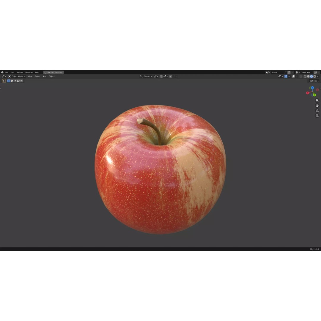 Apple 3D Model – Low Poly PBR Fruit Asset, FBX, OBJ - View 19