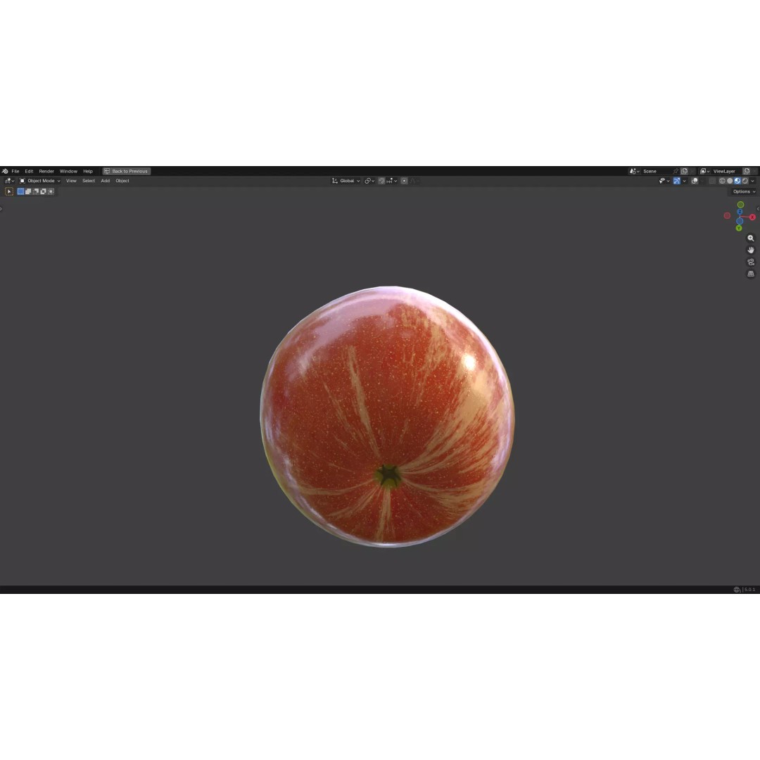 Apple 3D Model – Low Poly PBR Fruit Asset, FBX, OBJ - View 20