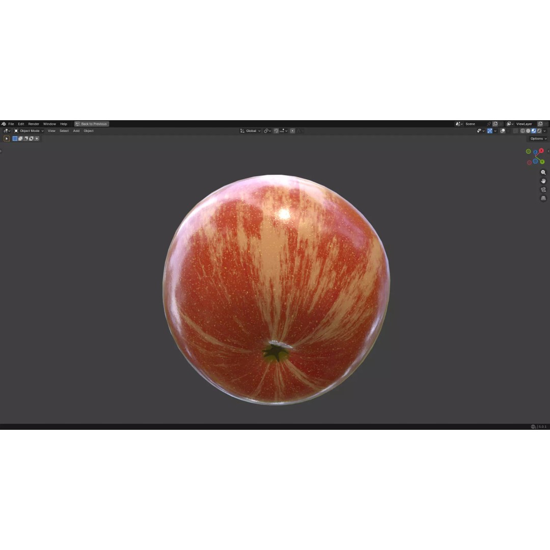 Apple 3D Model – Low Poly PBR Fruit Asset, FBX, OBJ - View 21