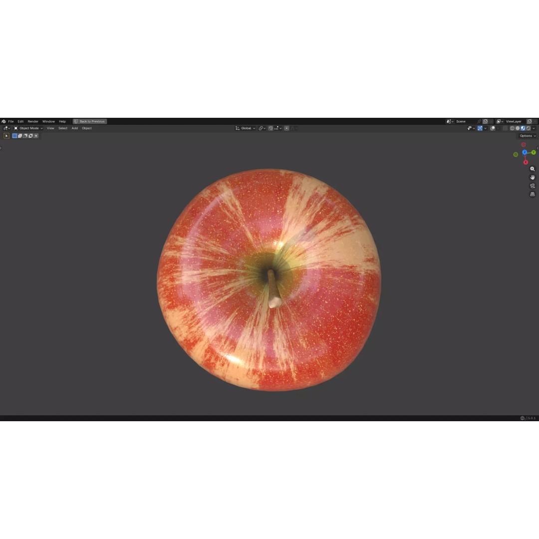 Apple 3D Model – Low Poly PBR Fruit Asset, FBX, OBJ - View 22