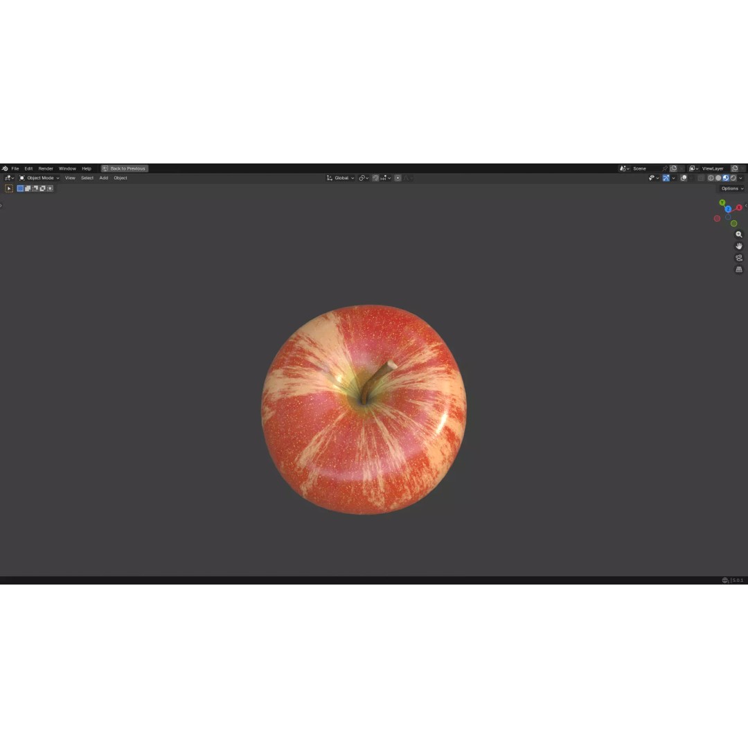 Apple 3D Model – Low Poly PBR Fruit Asset, FBX, OBJ - View 23