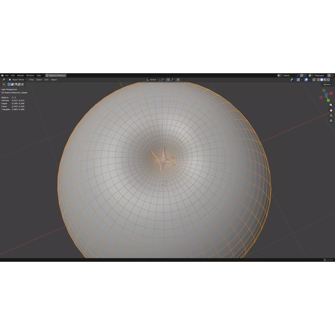 Apple 3D Model – Low Poly PBR Fruit Asset, FBX, OBJ - View 24