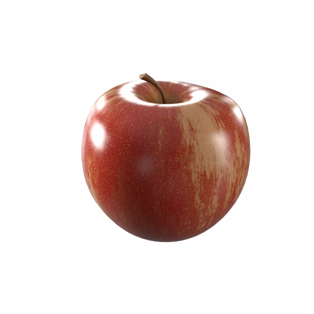 Apple 3D Model – Low Poly PBR Fruit Asset, FBX, OBJ - View 3