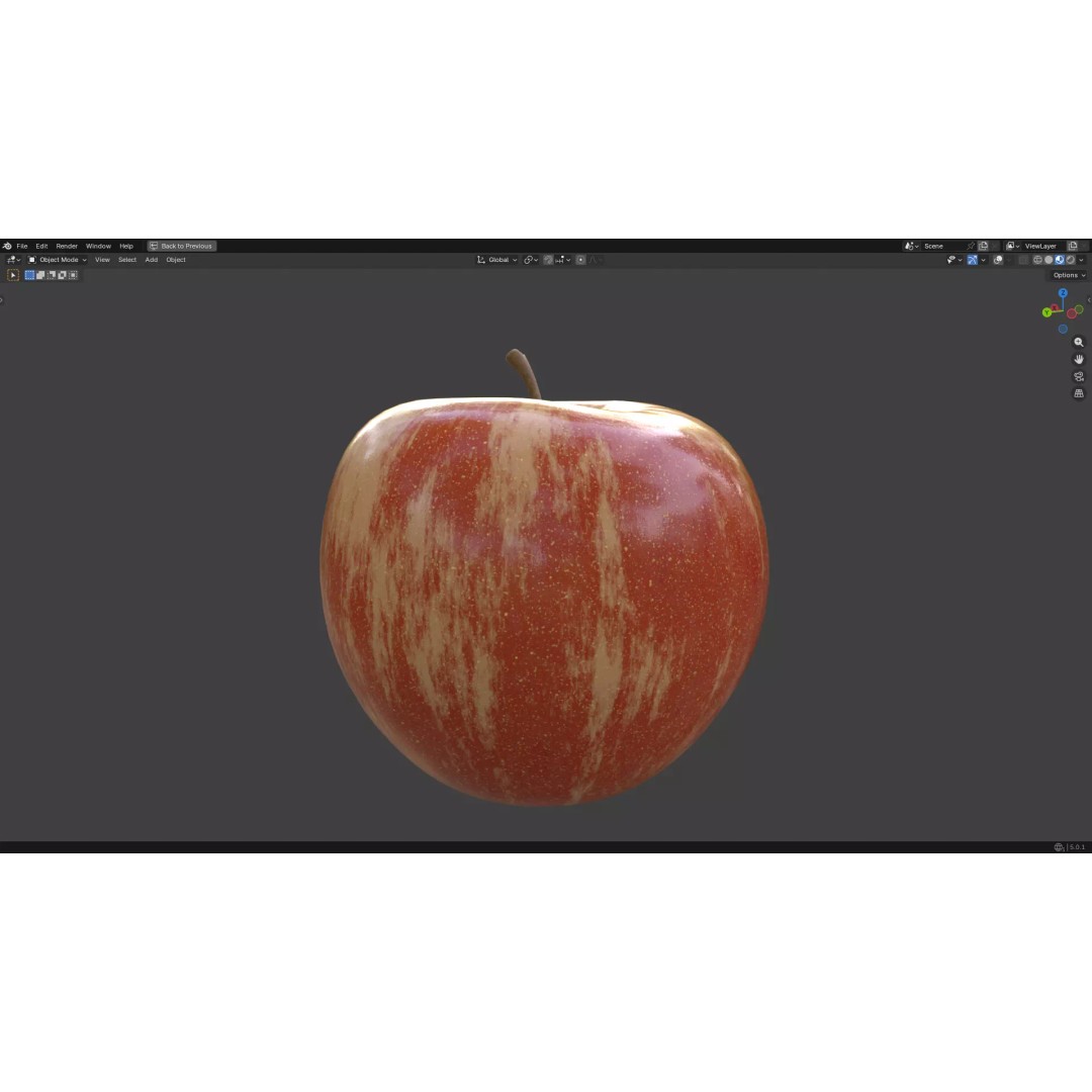 Apple 3D Model – Low Poly PBR Fruit Asset, FBX, OBJ - View 7