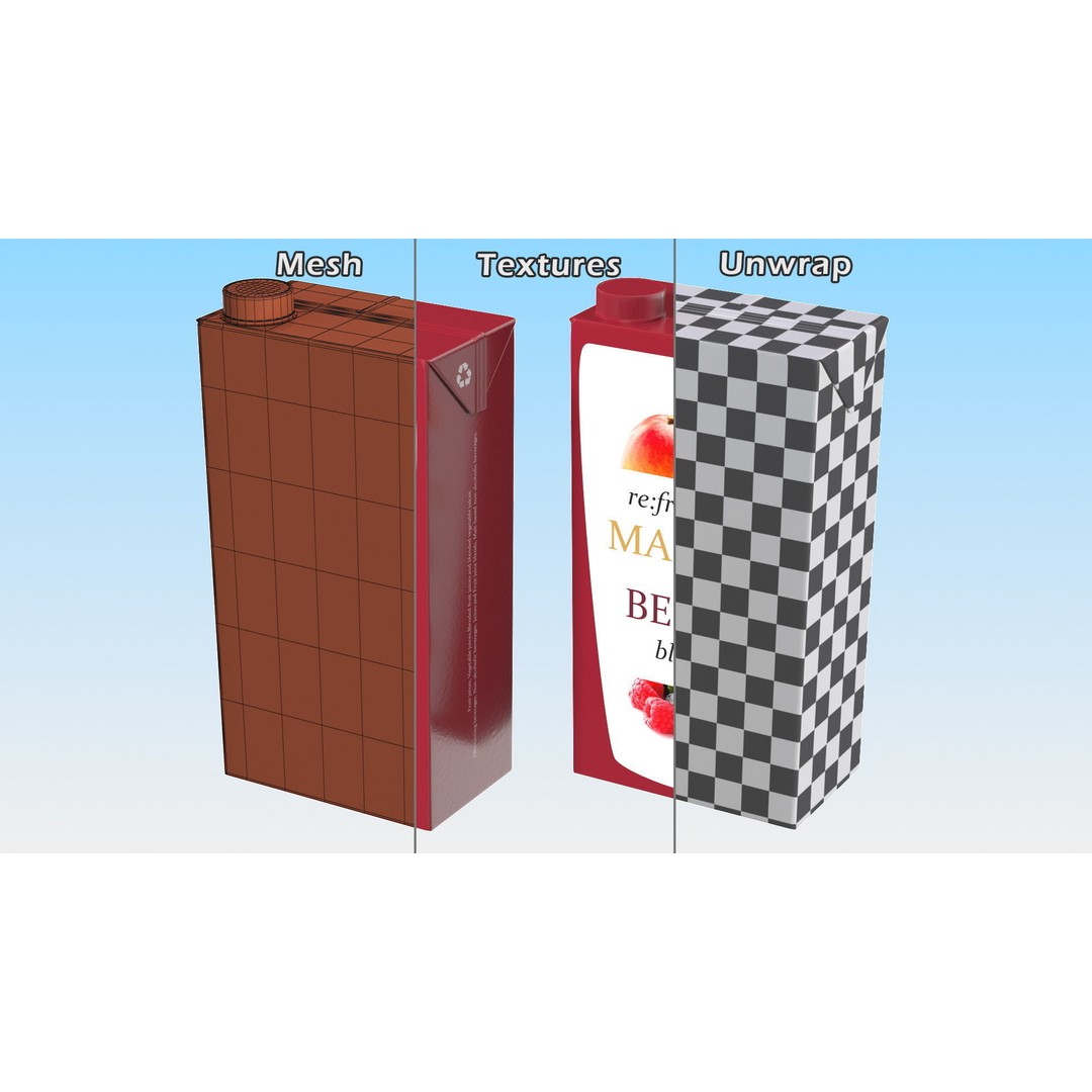 Tetra Brik Aseptic Blend 3D Model – High Quality Beverage Container, FBX, Blender - View 13