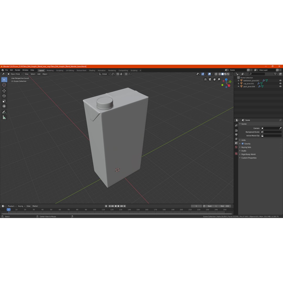 Tetra Brik Aseptic Blend 3D Model – High Quality Beverage Container, FBX, Blender - View 25