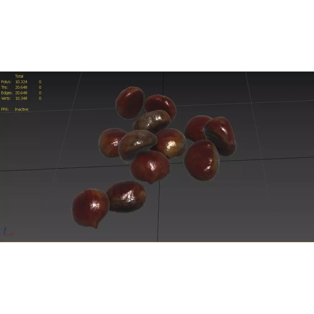 Chestnut 3D Model – Low Poly Game Asset, FBX, PBR Textures - View 4