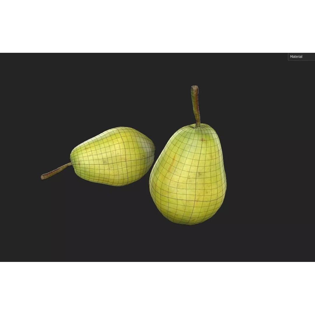 Pear 3D Model – Low Poly Fruit Asset, FBX, Game Ready - View 3