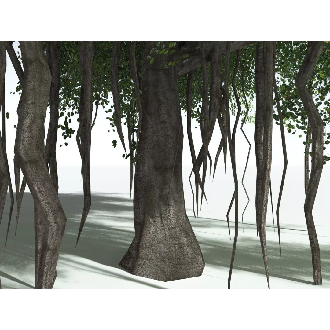 Banyan Tree 3D Model – Low Poly Game Asset, FBX, PBR Textures - View 27