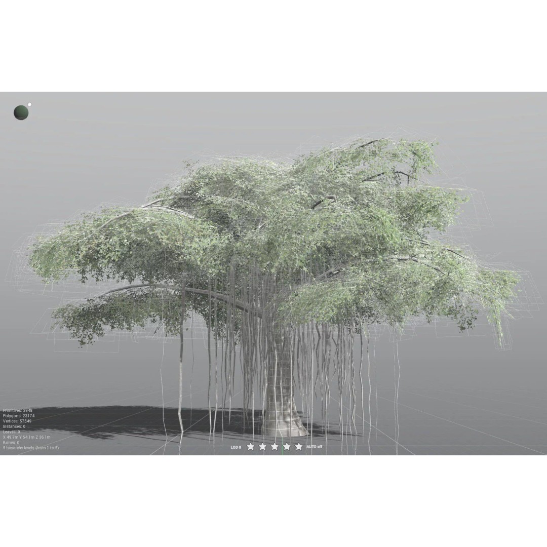 Banyan Tree 3D Model – Low Poly Game Asset, FBX, PBR Textures - View 34