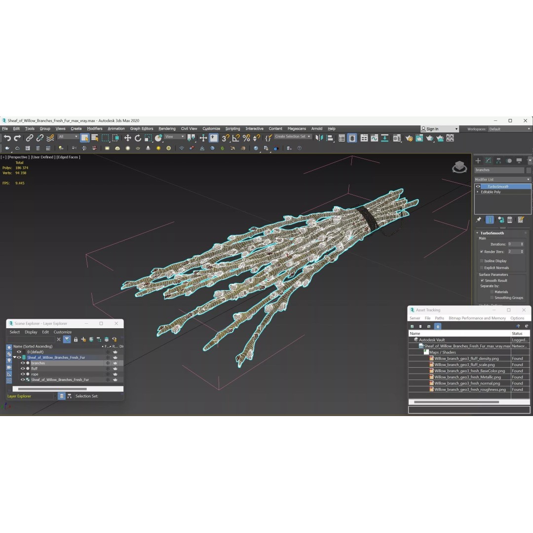 Sheaf of Willow Branches 3D Model – Realistic PBR Decorative Asset - View 19