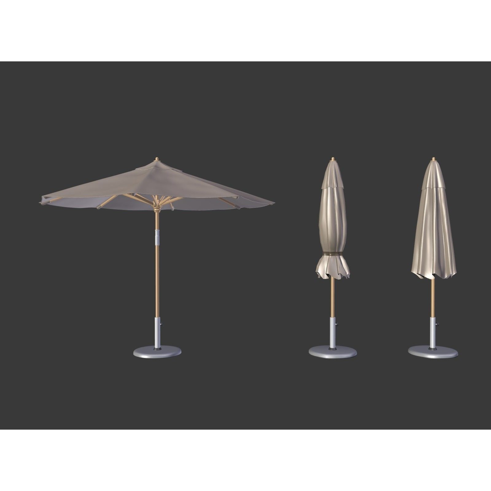 Umbrella Patio Parasol - Low-Poly Game-Ready 3D Model - View 3
