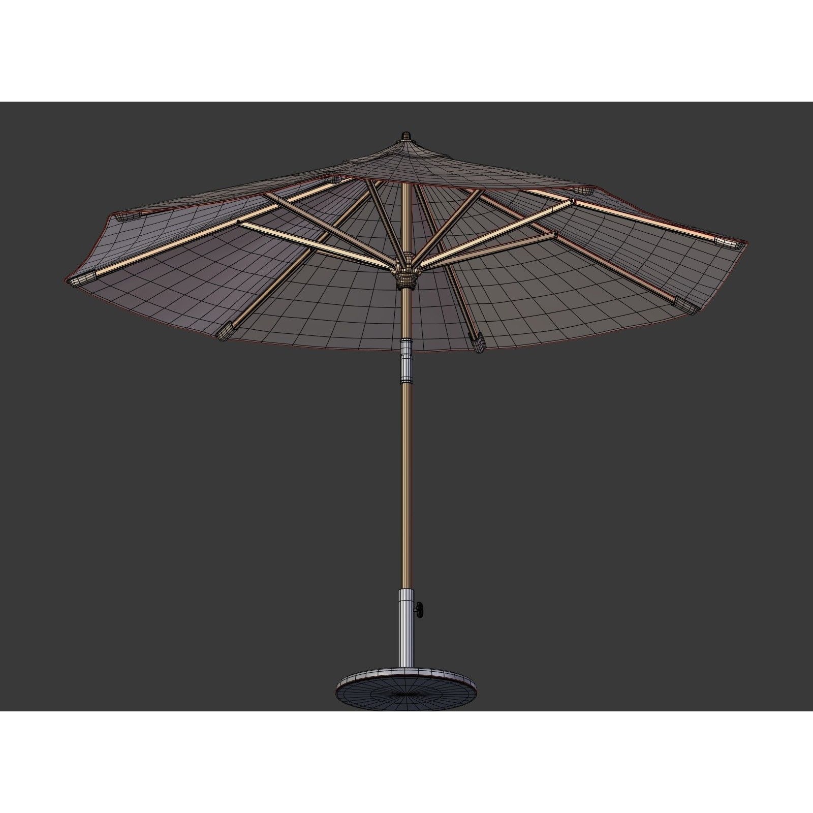 Umbrella Patio Parasol - Low-Poly Game-Ready 3D Model - View 5