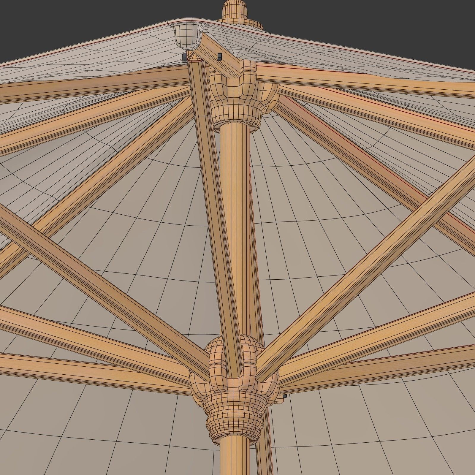 Umbrella Patio Parasol - Low-Poly Game-Ready 3D Model - View 7