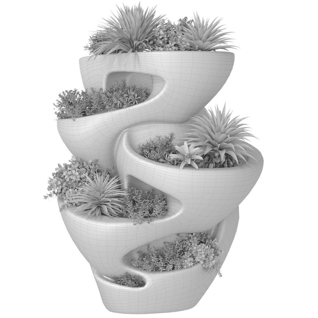 Sculptural Garden Planter Vase 3D Model – PBR Textures, FBX Format