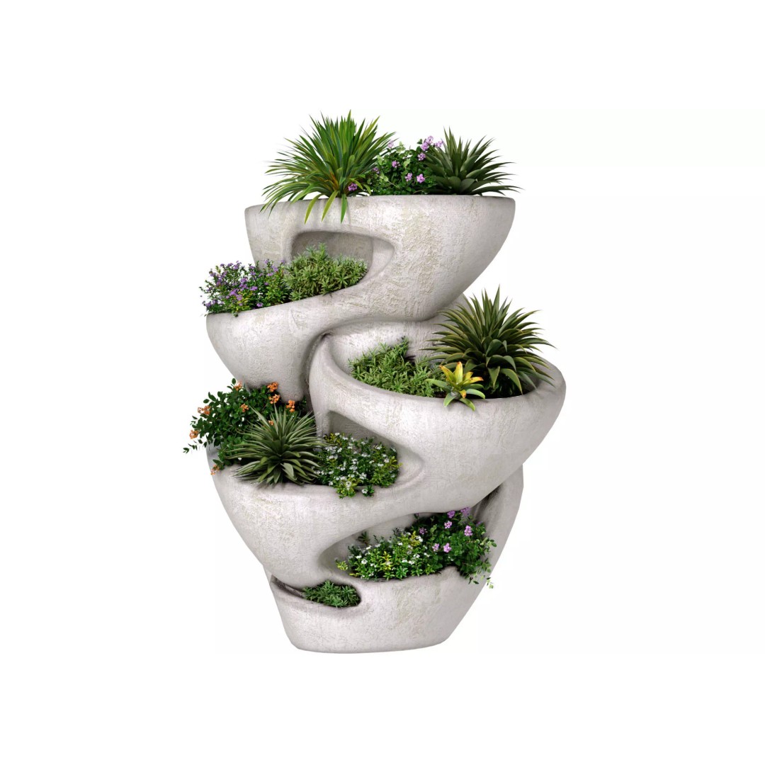 Sculptural Garden Planter Vase 3D Model – PBR Textures, FBX Format - View 2