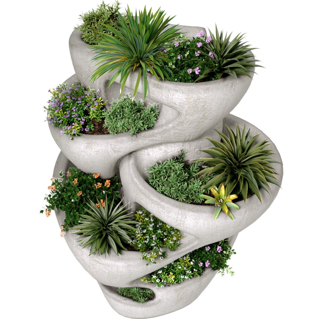 Sculptural Garden Planter Vase 3D Model – PBR Textures, FBX Format - View 3