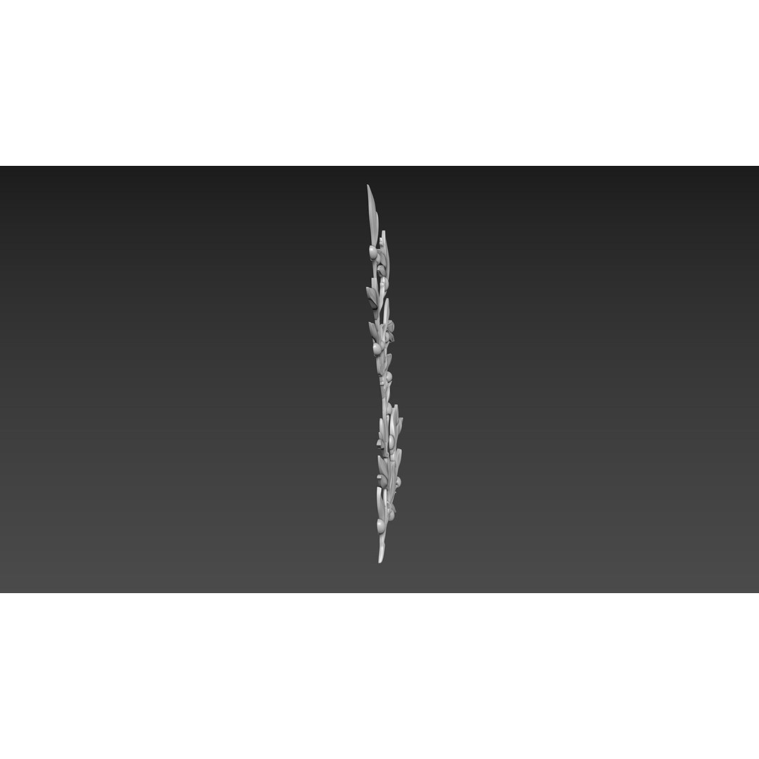 Olive Branch 3D Model – Wood Carving CNC Relief, OBJ & STL - View 8