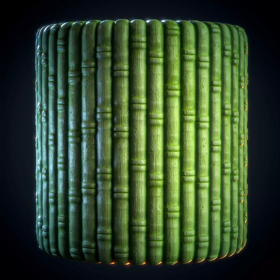Bamboo 3D Model – Stylized Texture with PBR Maps, SBsar Format