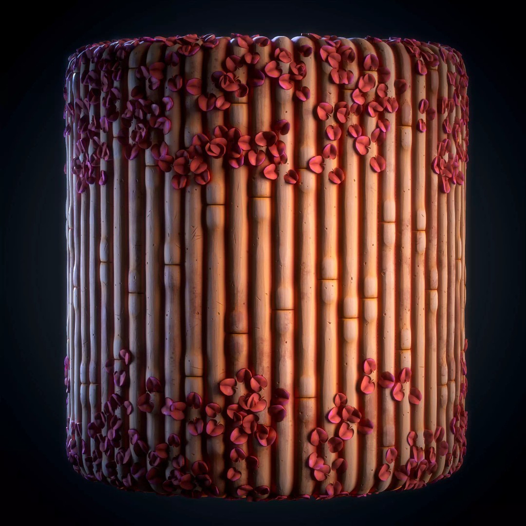 Bamboo 3D Model – Stylized Texture with PBR Maps, SBsar Format - View 13