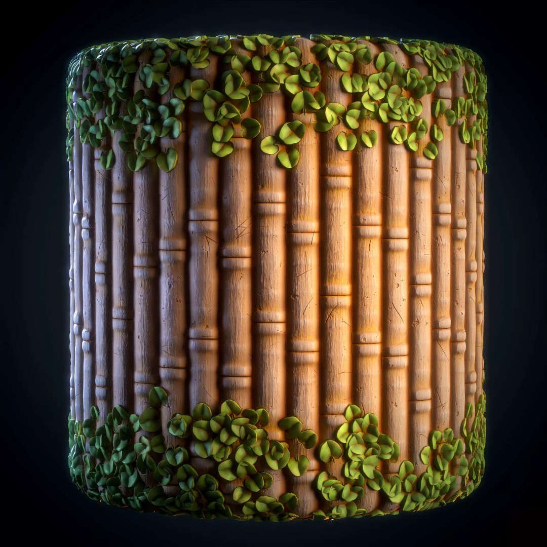 Bamboo 3D Model – Stylized Texture with PBR Maps, SBsar Format - View 14