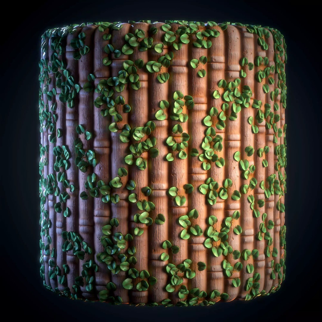 Bamboo 3D Model – Stylized Texture with PBR Maps, SBsar Format - View 2