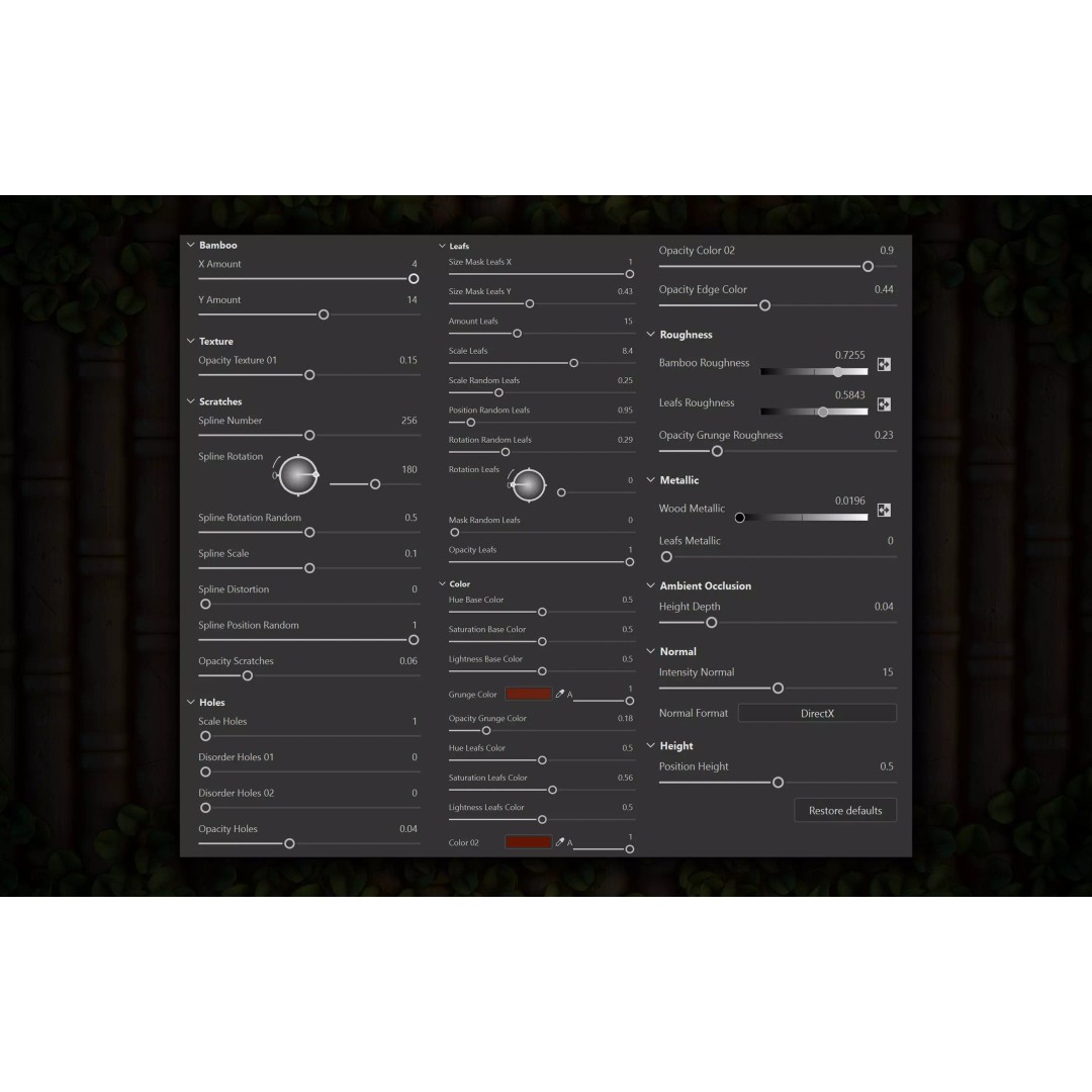 Bamboo 3D Model – Stylized Texture with PBR Maps, SBsar Format - View 4