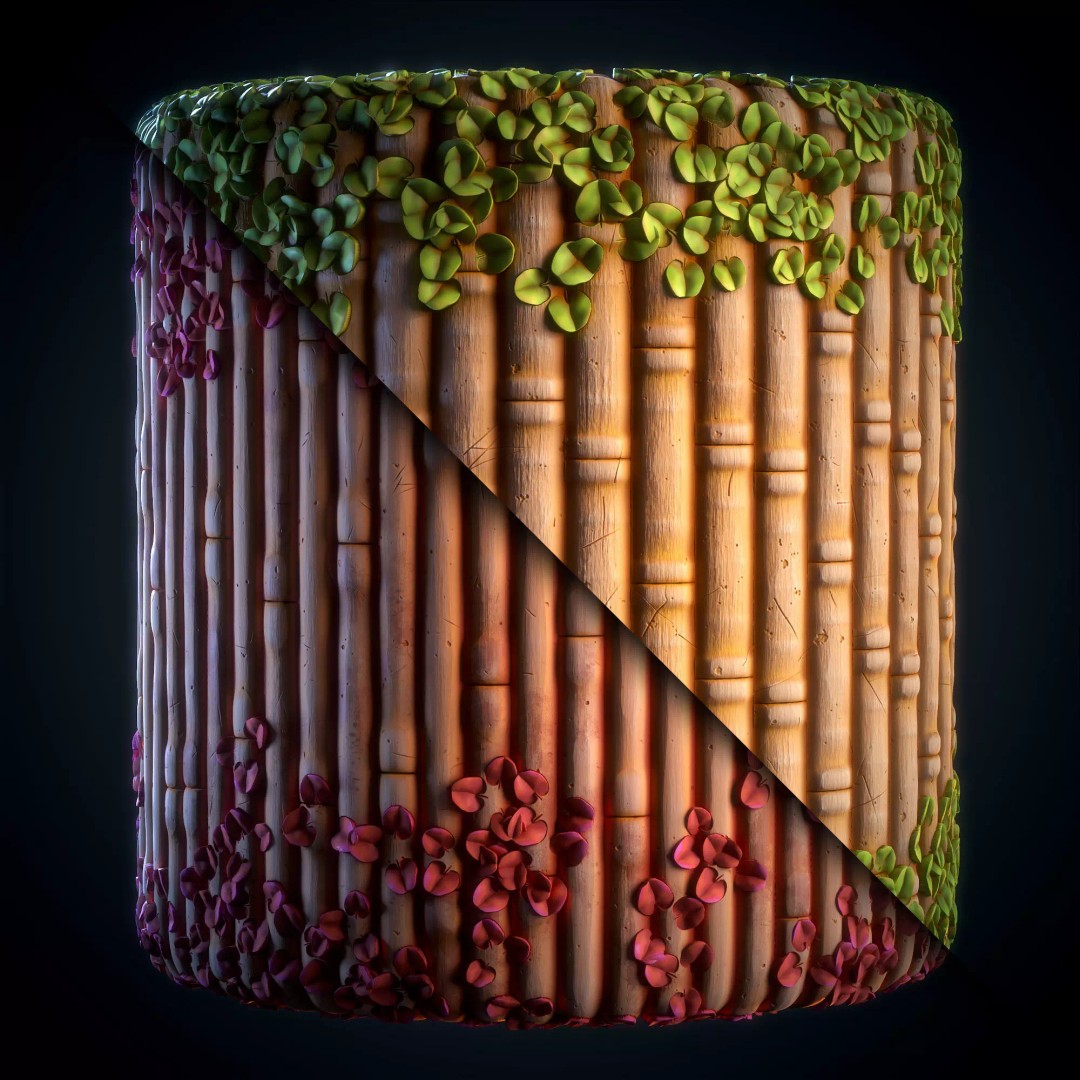 Bamboo 3D Model – Stylized Texture with PBR Maps, SBsar Format - View 7