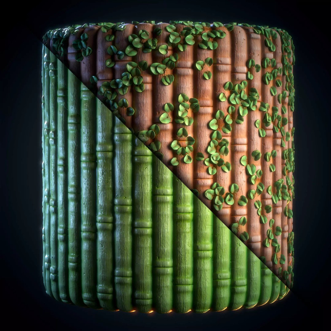 Bamboo 3D Model – Stylized Texture with PBR Maps, SBsar Format - View 8