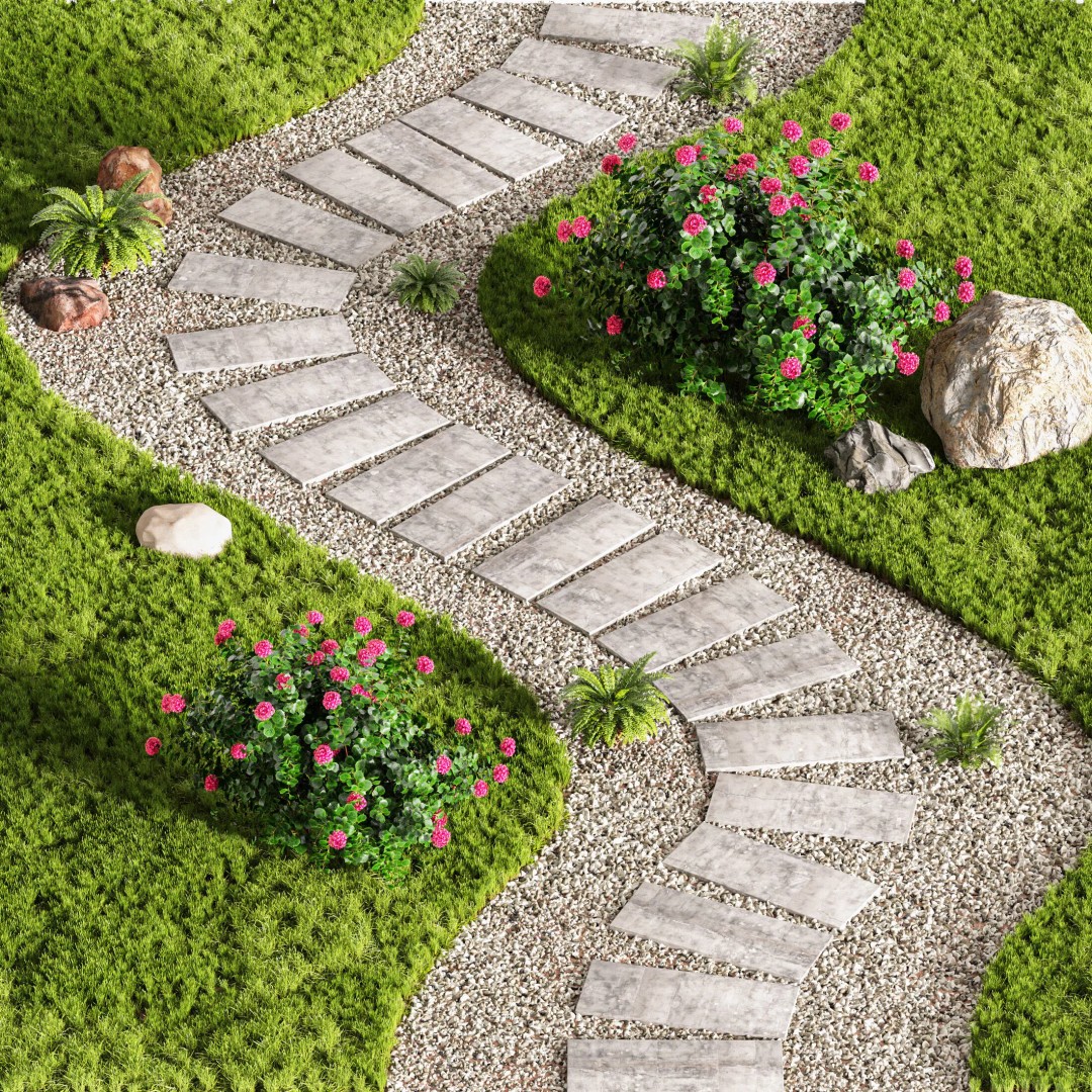 Stepping Stone Designs 3D Model – Decorative Floor Grass, PBR Textures - View 2