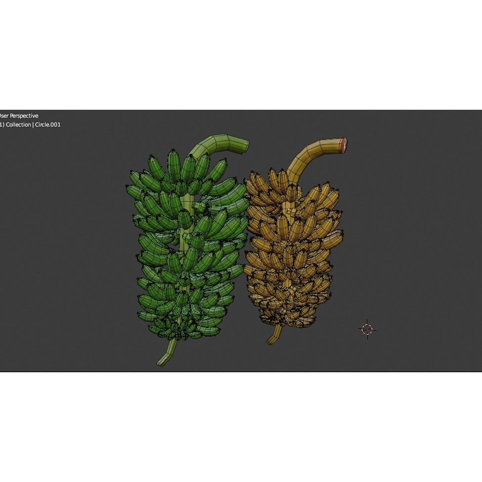 Green and Yellow Bananas 3D Model – Low Poly PBR Asset, FBX, OBJ, Blender - View 27
