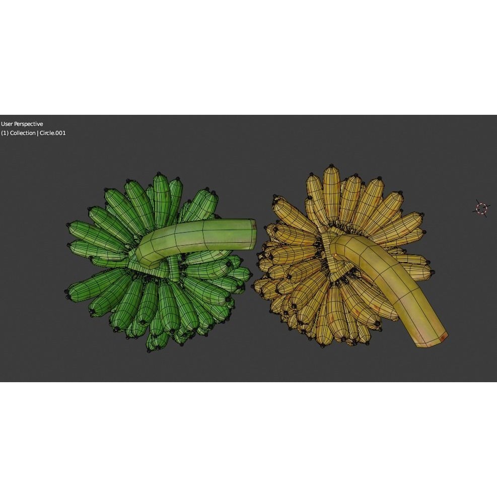 Green and Yellow Bananas 3D Model – Low Poly PBR Asset, FBX, OBJ, Blender - View 29