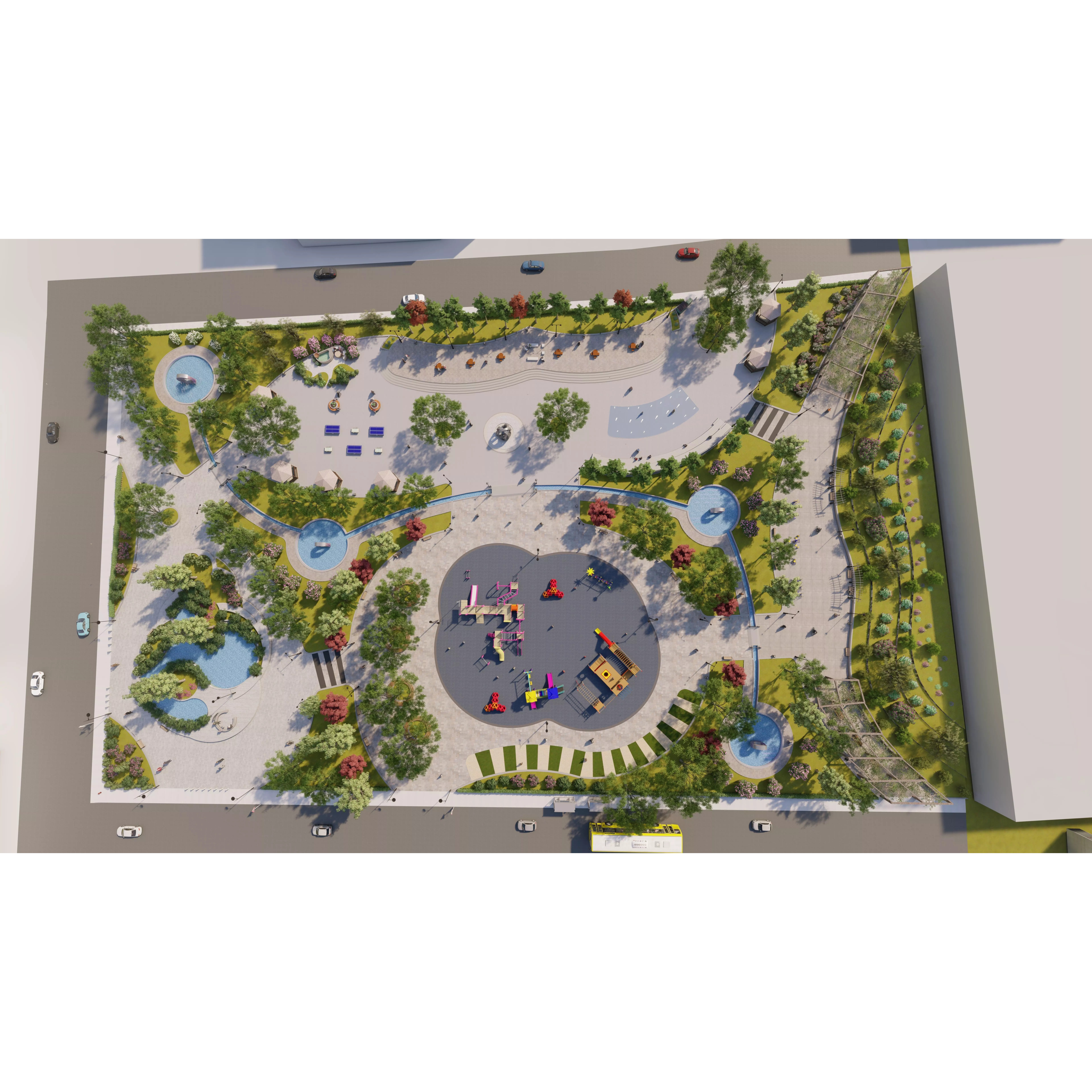 Master Park - Urban Landscape Design 3D Model - View 2