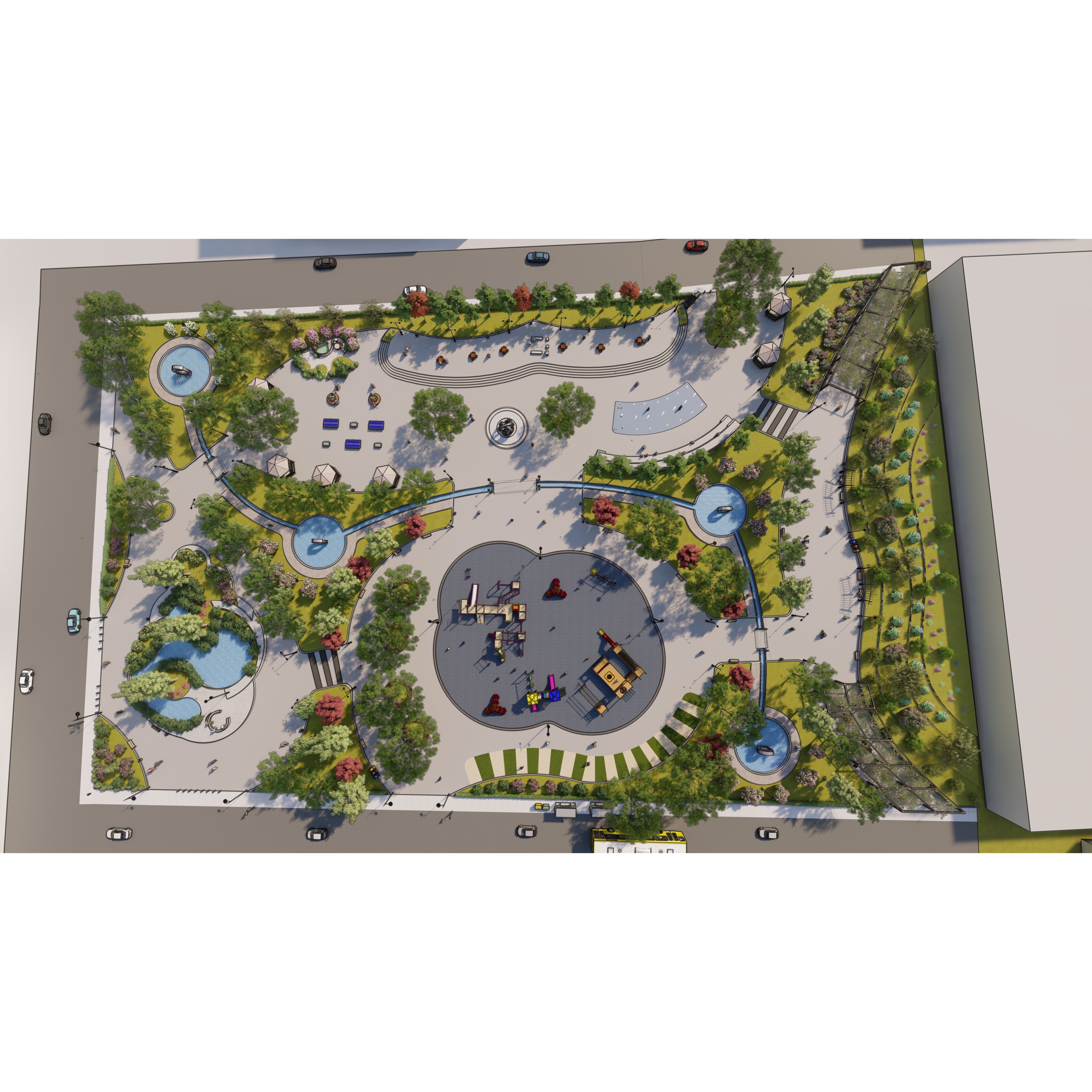 Master Park - Urban Landscape Design 3D Model - View 7