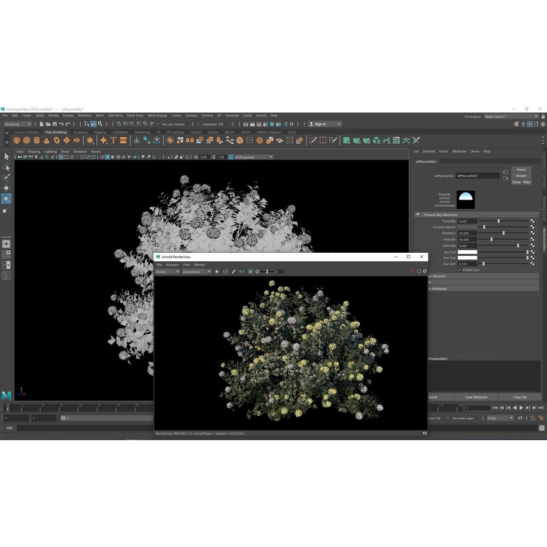 Viburnum Opulus Roseum 3D Model – High Detail PBR Plant Asset, FBX, Blender