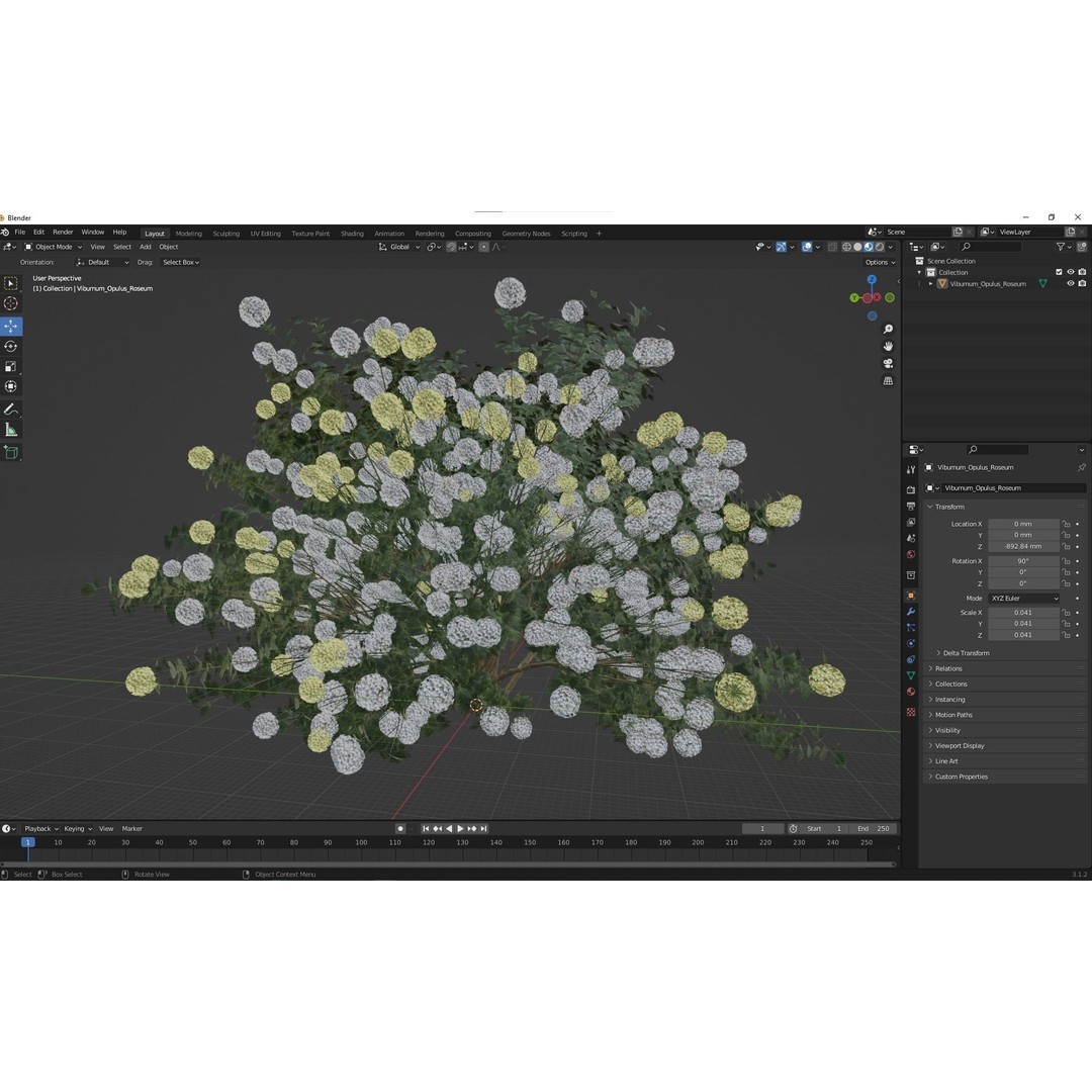 Viburnum Opulus Roseum 3D Model – High Detail PBR Plant Asset, FBX, Blender - View 5