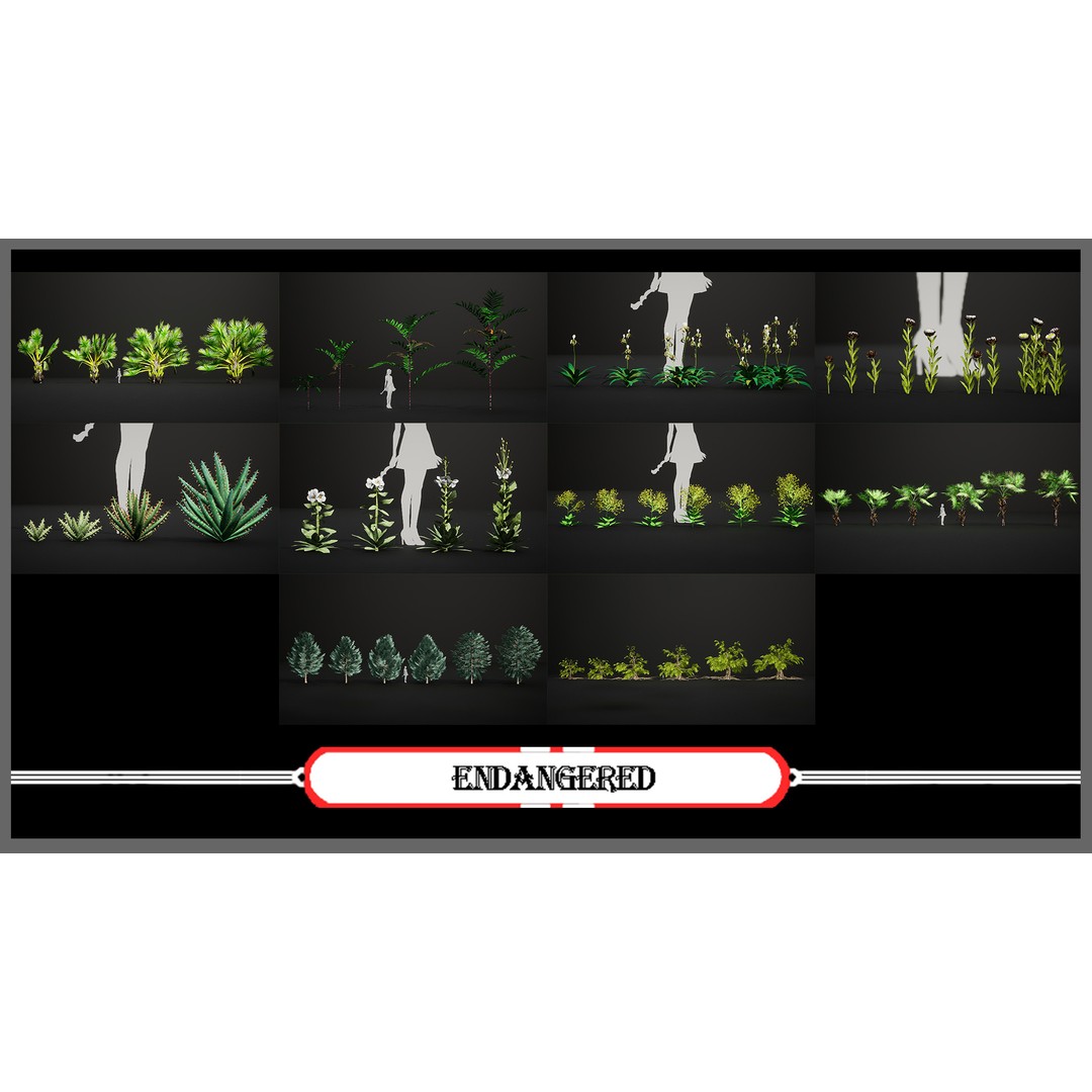 Mega Plant Pack 3D Model – Low Poly PBR Vegetation, FBX, OBJ - View 10
