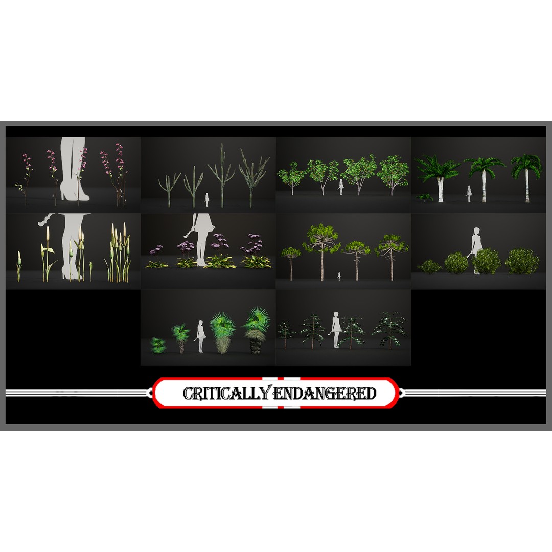 Mega Plant Pack 3D Model – Low Poly PBR Vegetation, FBX, OBJ - View 8