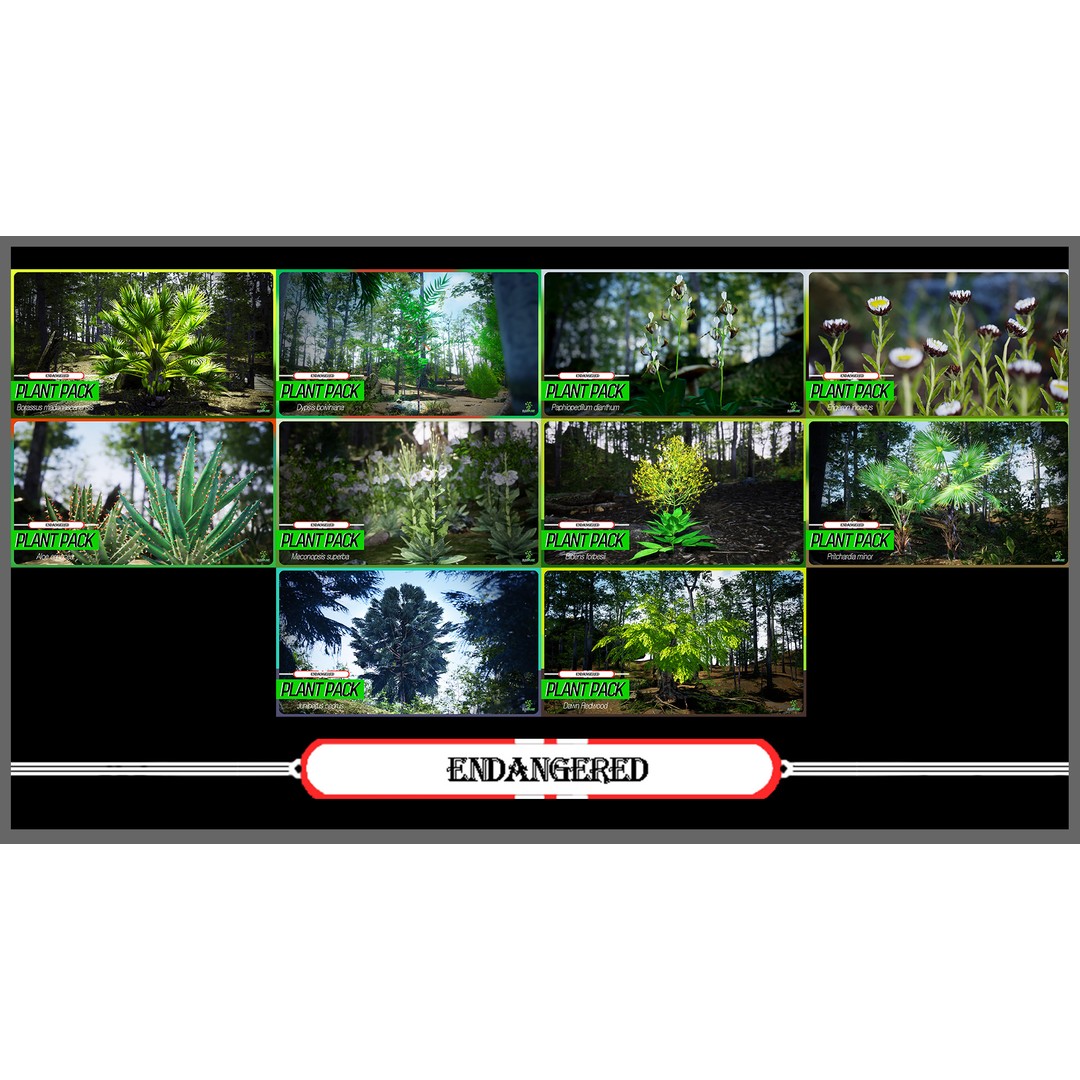 Mega Plant Pack 3D Model – Low Poly PBR Vegetation, FBX, OBJ - View 9