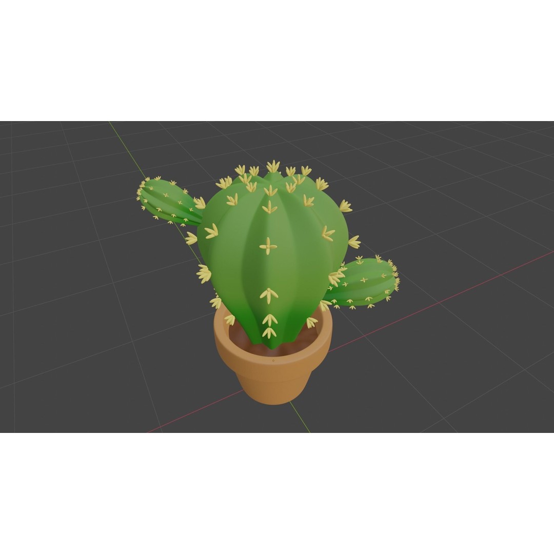 Stylized Potted Cactus 3D Model – Low Poly Game Asset, Blender & FBX - View 10