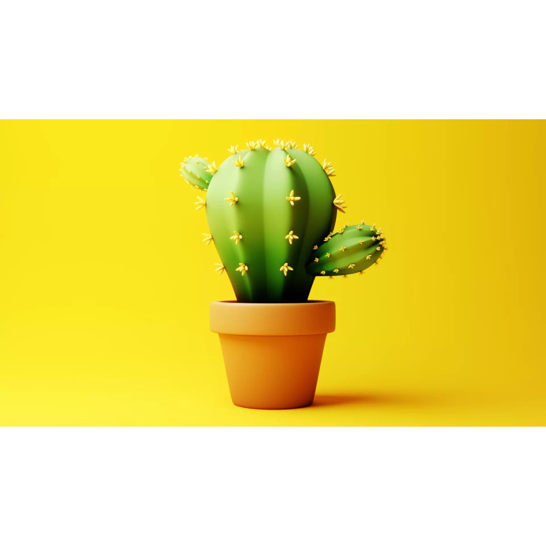 Stylized Potted Cactus 3D Model – Low Poly Game Asset, Blender & FBX - View 2