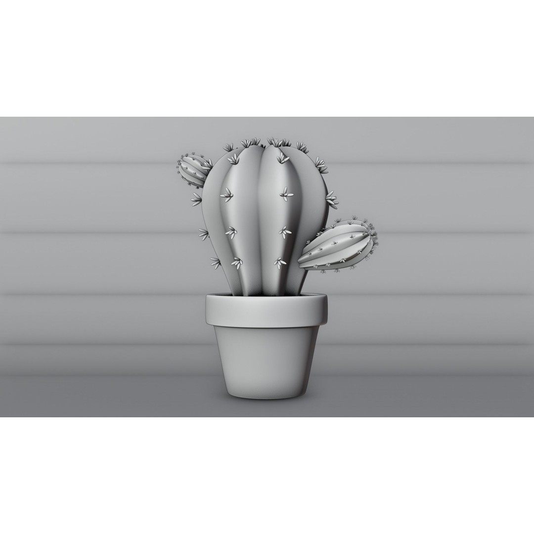 Stylized Potted Cactus 3D Model – Low Poly Game Asset, Blender & FBX - View 3
